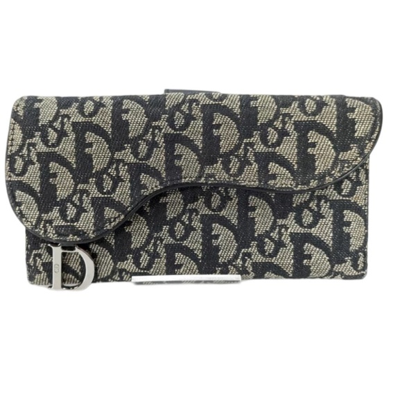 Authentic Vintage Christian Dior Saddle Trotter Wallet in Black & Beige. - Picture 1 of 15